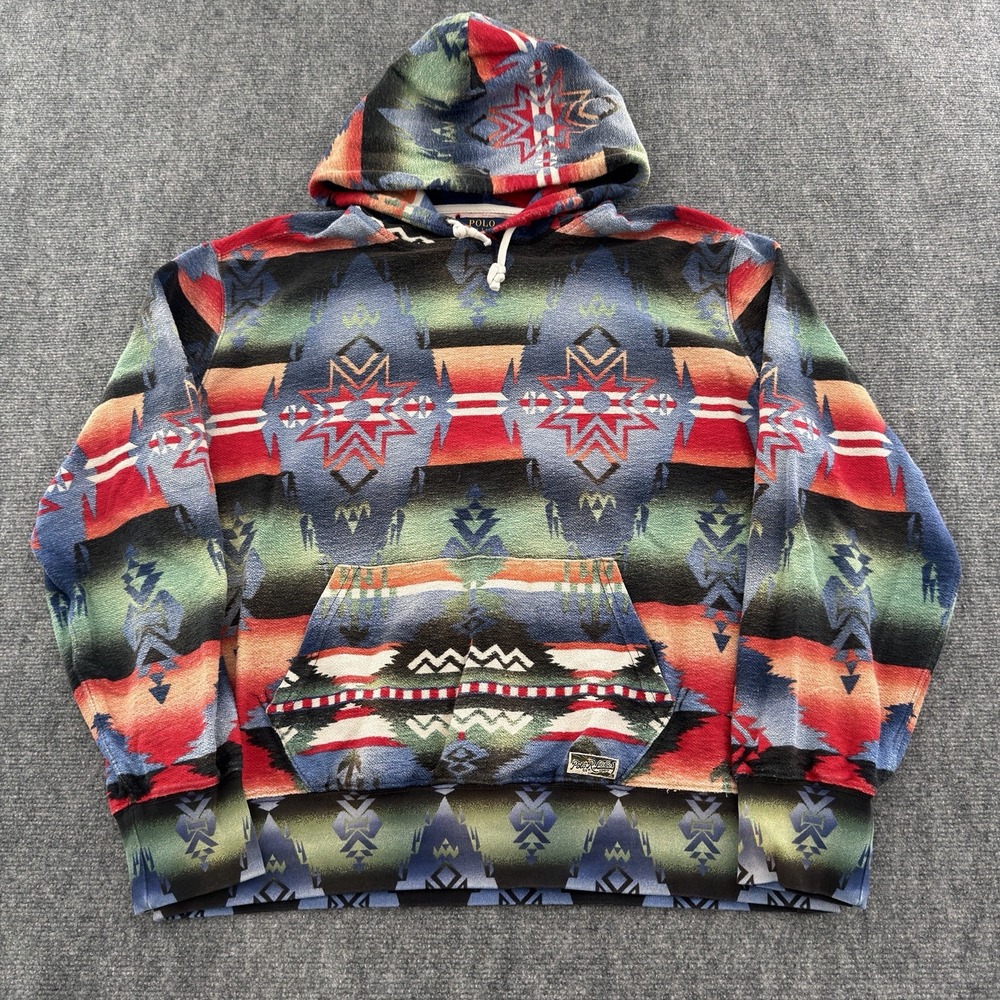Polo Ralph Lauren Southwestern Aztec Pattern Fleece Hoodie XL